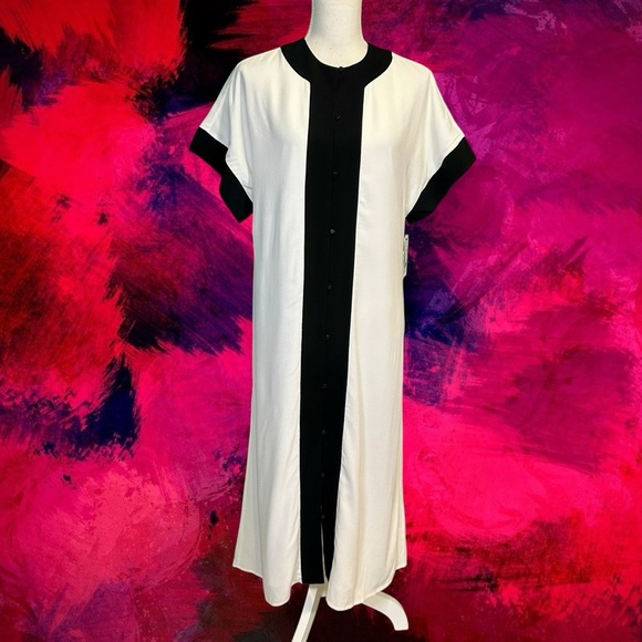 NWT Equipment Femme ‘Claudine’ Button-Up Dress in Ivory / Black Size Small - Picture 2 of 16